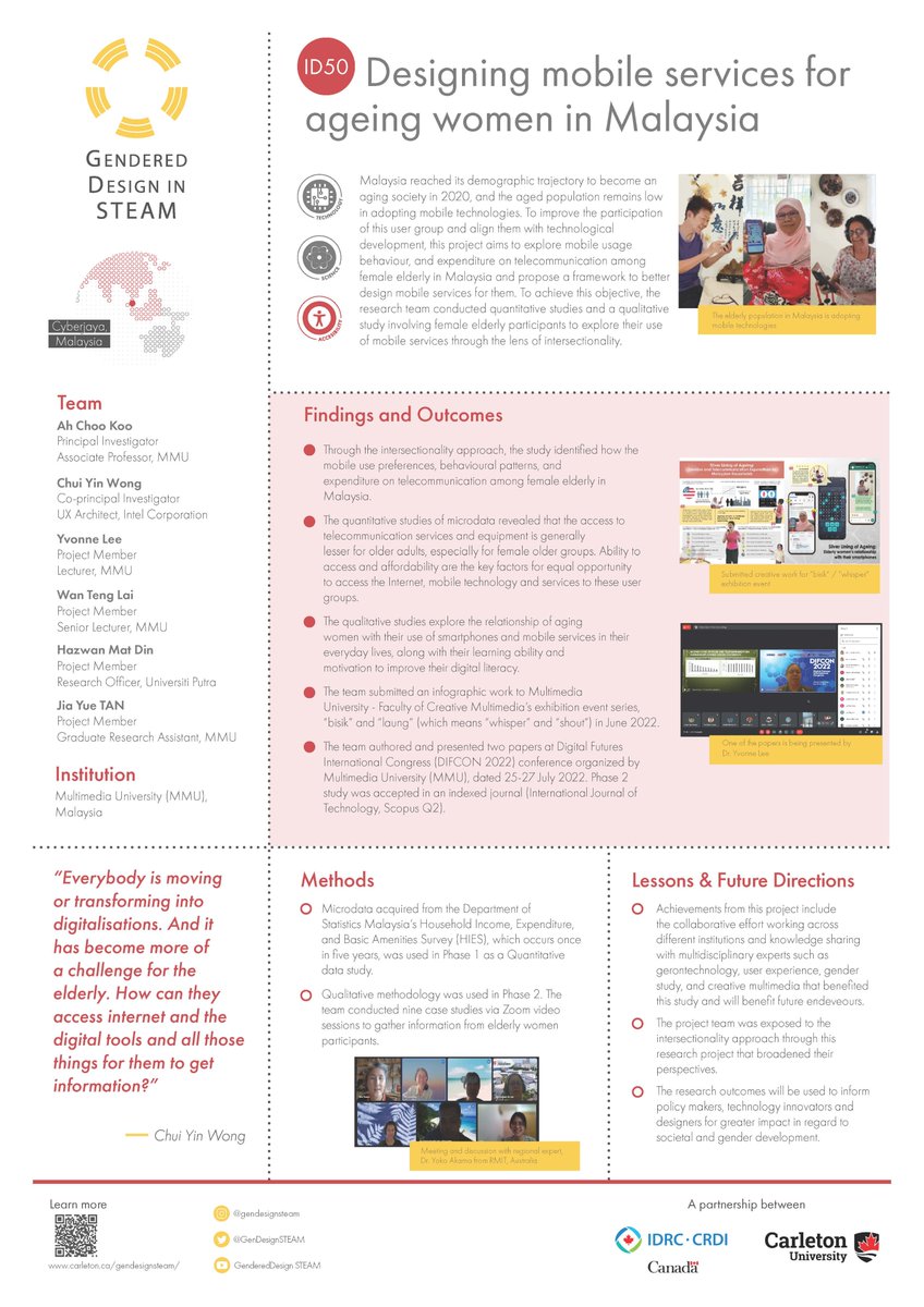 Gendered Design in STEAM (@gendesignsteam) on Twitter photo GDS awarded project, coordinated & managed by <a href="/Carleton_U/">Carleton University</a> <a href="/CarletonEngDesg/">Carleton Engineering and Design</a> <a href="/CU_FASS/">Carleton's Faculty of Arts and Social Sciences</a> funded by <a href="/IDRC_CRDI/">IDRC | CRDI</a>. Project ID50 from <a href="/mmumalaysia/">MultimediaUniversity</a> lead by PI <a href="/cucu_my/">Koo AC</a> Co-PIs Chui Yin Wong, Yvonne LEE,Lai Wan Teng & Hazwan Mat Din #GDS #STEAM #genderdesign Learn more carleton.ca/gendesignsteam… GDS awarded project, coordinated & managed by <a href="/Carleton_U/">Carleton University</a> <a href="/CarletonEngDesg/">Carleton Engineering and Design</a> <a href="/CU_FASS/">Carleton's Faculty of Arts and Social Sciences</a> funded by <a href="/IDRC_CRDI/">IDRC | CRDI</a>. Project ID50 from <a href="/mmumalaysia/">MultimediaUniversity</a> lead by PI <a href="/cucu_my/">Koo AC</a> Co-PIs Chui Yin Wong, Yvonne LEE,Lai Wan Teng & Hazwan Mat Din #GDS #STEAM #genderdesign Learn more carleton.ca/gendesignsteam…