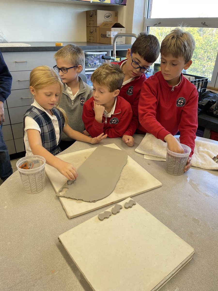 STJPanthersArt's tweet photo. Mr Hoffman is back from Covington Clay to demonstrate throwing on a potters wheel and let the students each cut out a piece for our mosaic Mr. Hoffman will create!@StJamesWO https://t.co/Vn2F8RnsJd