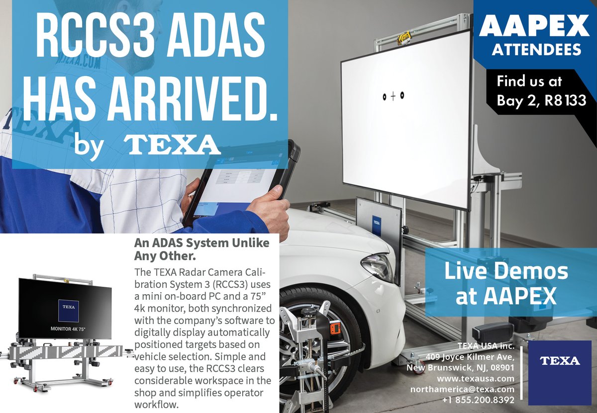TexaUsa's tweet photo. #AAPEX is coming. 👀
🏎️💨We're bringing out the big guns, live demos on our RCCS3, an ADAS system unlike any other out there. Check us out in Joe's Garage, Bay 2, R8133. 🧰
#kingofscantools #ADAS #technology #newtech #truck #bike #boat #car #construction #agriculture #autotech https://t.co/HbbTiZEV1b