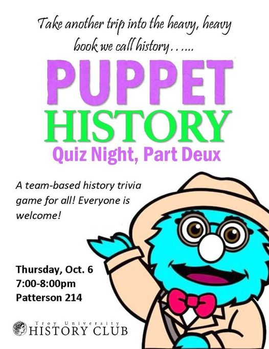 TroyUHistory's tweet photo. Students enjoyed the first quiz night so much, they're having another! Everyone is welcome :) https://t.co/NWeky8JuRA