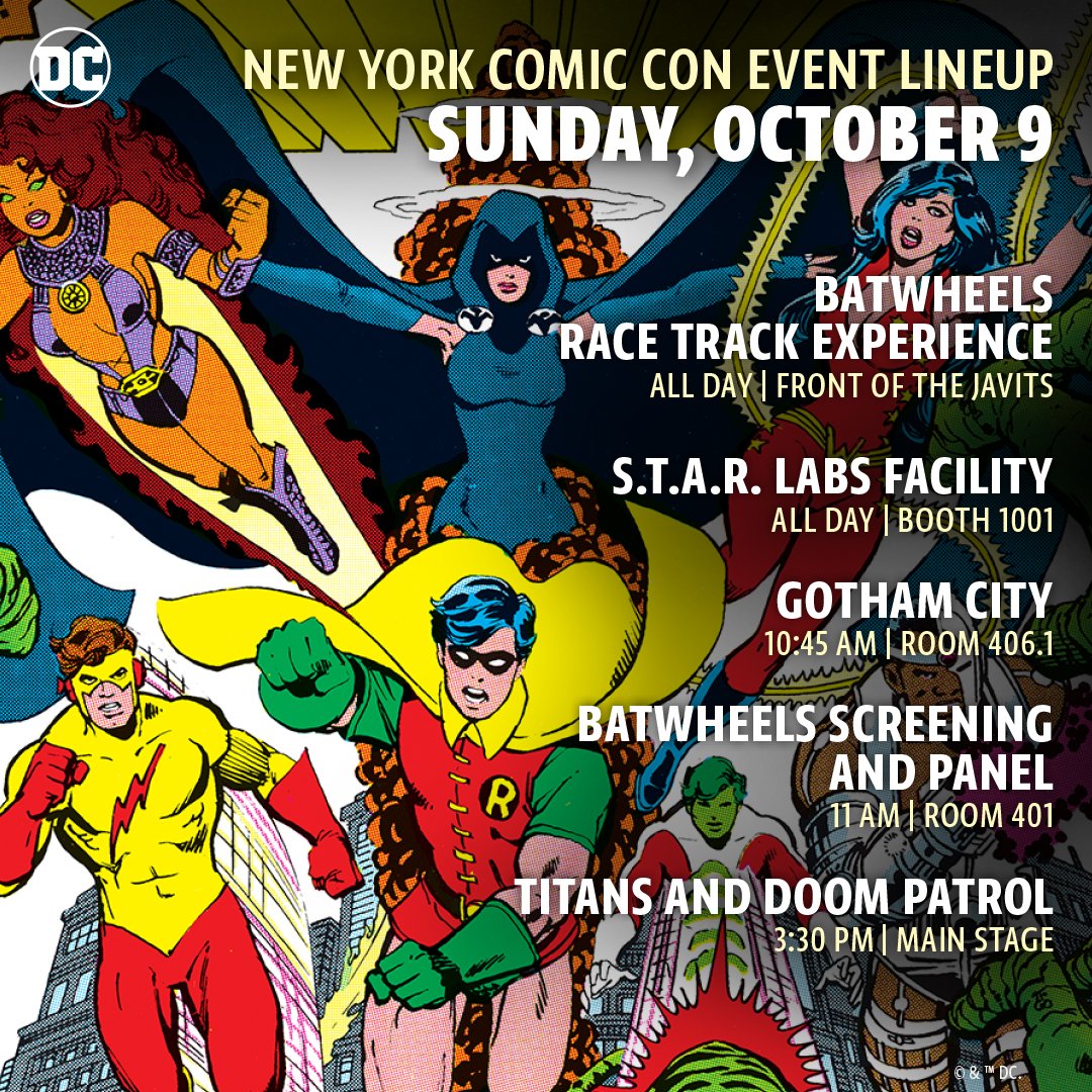 DCOfficial's tweet photo. The fun starts this Thursday and lasts all weekend long! Come see our panels and use the hashtag #DCatNYCC. https://t.co/SxfGi8eQ4D