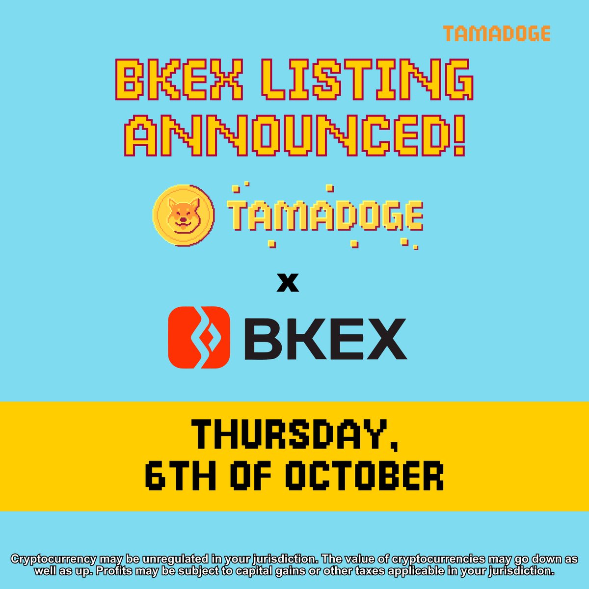 Attention #TamadogeArmy! 📣 Another #CEX Listing Announcement! 😱 $TAMA  Will Be Listed On @BKEXGlobal Date 🗓️ 06th Of October Time ⏰ 1 pm BST Buy  $TAMA Now On @okx And Be Ready 😎⬇️ https://t.co/ZvxpMrxeIa