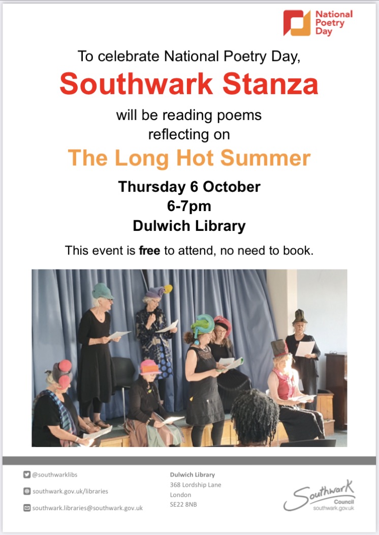 Happy to be reading at this event tomorrow, National Poetry Day