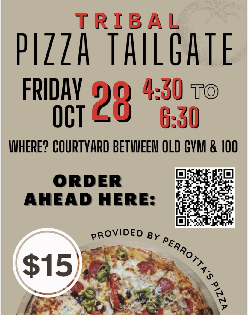 Warriors, make sure you book your spot for the tailgate. We will have music, cornhole, food, spike ball and other activities!! Come on out and enjoy our last regular home game of the season!