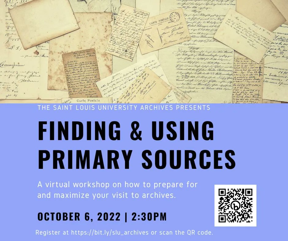 Don't miss out on our virtual workshop tomorrow at 2:30pm. Register at buff.ly/3S7nged 
Email any questions to archives@slu.edu