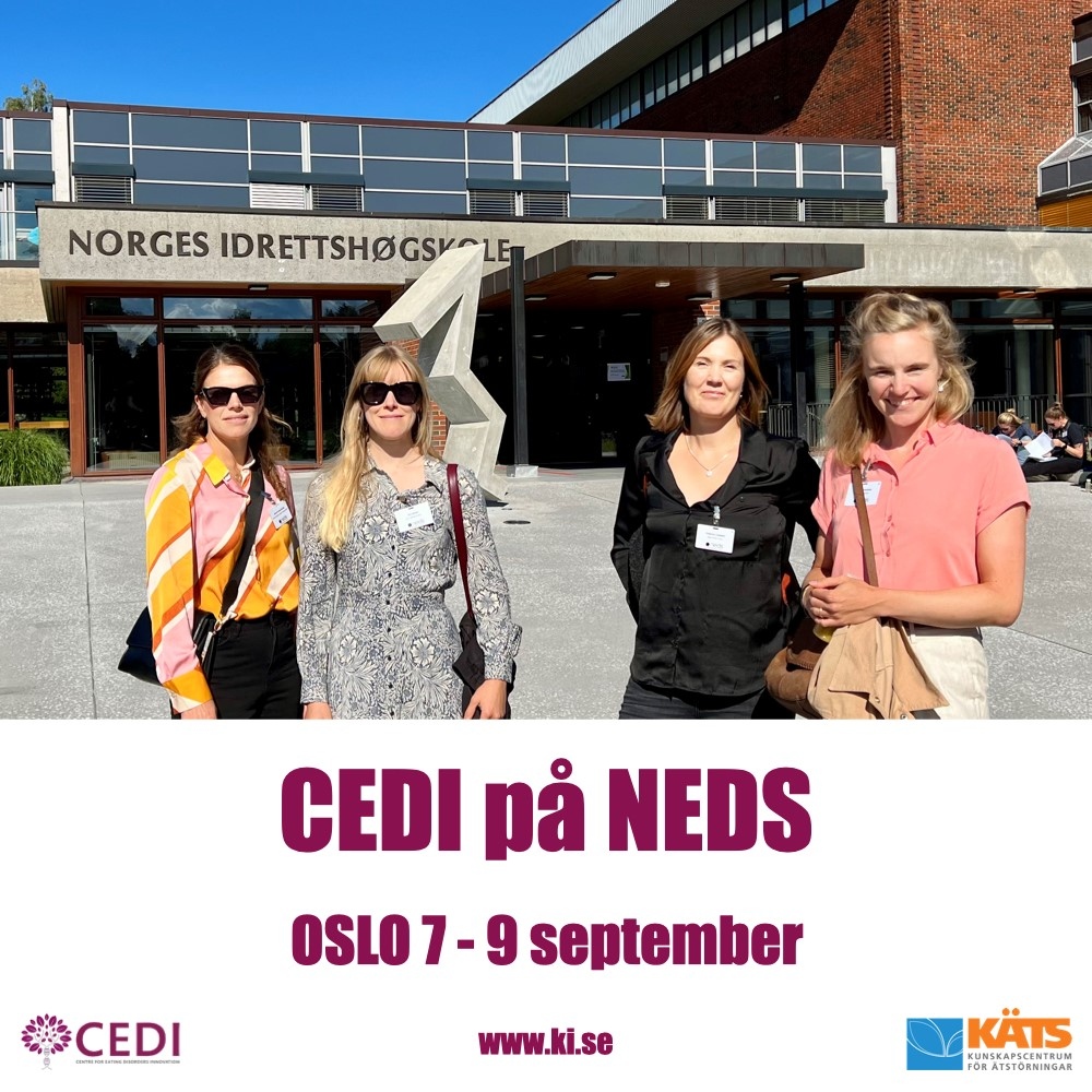 CEDI_KI's tweet photo. From 7–9 September the Nordic Eating Disorders Society (NEDS) had its conference in Oslo at the Norwegian School of Sport Sciences. Many members of CEDI were at the conference and presented their research.

Link: https://t.co/UXKsfhjN6b https://t.co/YMuJFEQ9oR