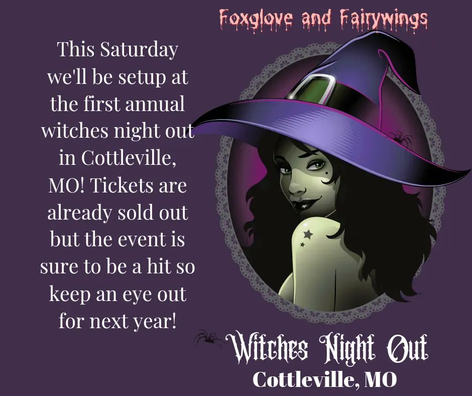 fxandfairywings's tweet photo. This Saturday we'll be setup at the first annual witches night out in Cottleville, MO! Tickets are already sold out but the event is sure to be a hit so keep an eye out for next year!
#popupevents #witchesnightout #handcraftedhalloween #showersnacks https://t.co/WKWEziLv01