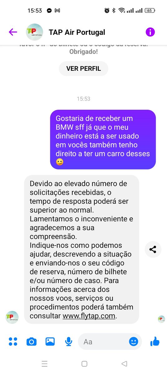 Iniciativa da pág Anonymous de Portugal no Facebook... Inundar as caixas de mensagens da TAP exigindo um BMW visto que foi com o nosso dinheiro que foi comparada... Chega de gozarem com a nossa cara... O meu contributo 👇