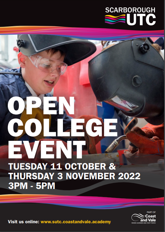 science_utc's tweet photo. Want to see the fantastic things we do at SUTC? Book a place in our upcoming open events! @ScarboroughUTC https://t.co/YFRovV9Hfa