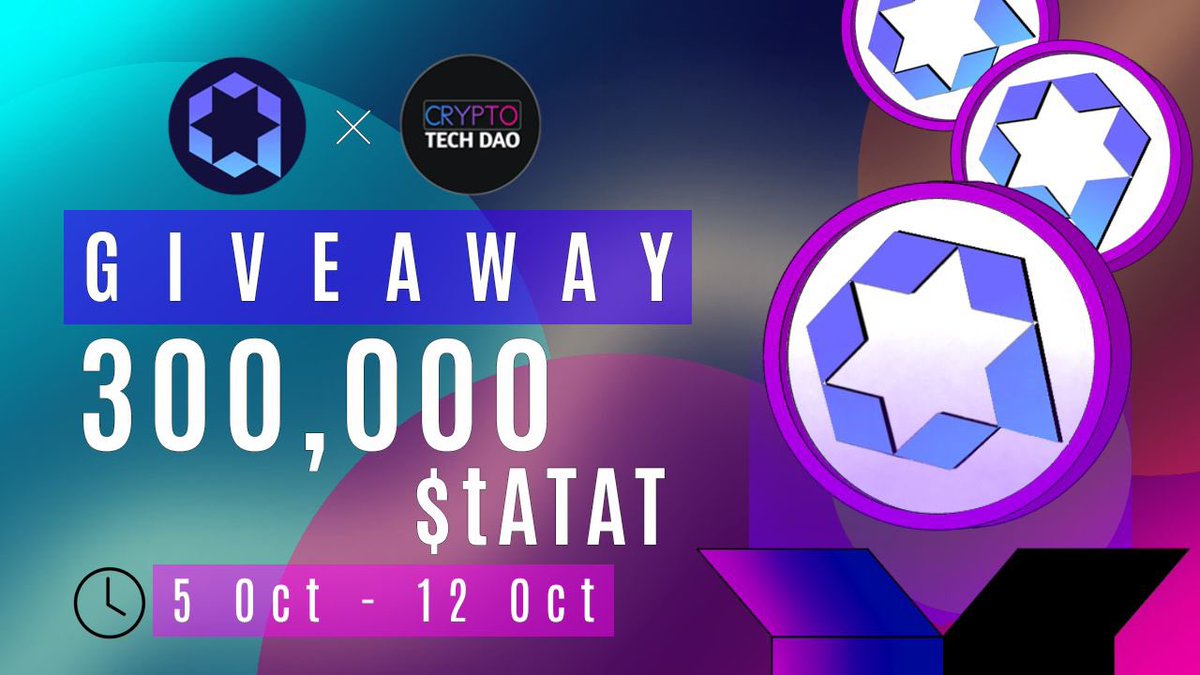 🥳 Asteria Protocol X CryptoTech Big Airdrop

🏆Prize Pool: 300,000 $tATAT Tokens

To Enter
✅ Follow, RT &amp; tag 3 Friends
✅ Complete #Gleam👇
gleam.io/29DT8/-asteria…

⏳ Ending 12 October

#BSC #Airdrop #Asteria #Giveaway