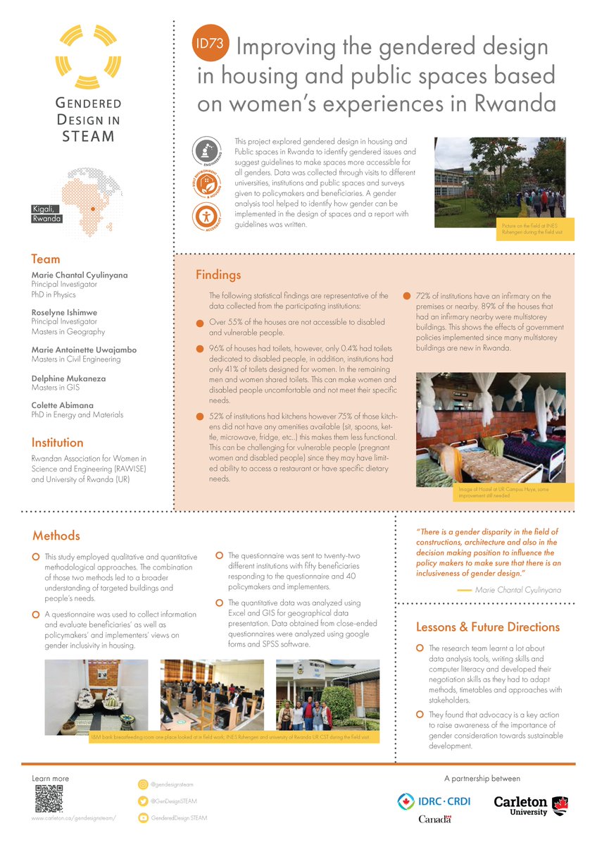 Gendered Design in STEAM (@gendesignsteam) on Twitter photo GDS awarded project, coordinated & managed by <a href="/Carleton_U/">Carleton University</a> <a href="/CarletonEngDesg/">Carleton Engineering and Design</a> <a href="/CU_FASS/">Carleton's Faculty of Arts and Social Sciences</a>, funded by <a href="/IDRC_CRDI/">IDRC | CRDI</a>. Project ID73 from <a href="/Uni_Rwanda/">University of Rwanda</a> <a href="/STEMWomenRwanda/">Rwandan Women in Science & Engineering</a> lead by PI <a href="/cyulinyana2/">Dr. MC Cyulinyana</a> & Co-PI Roselyne Ishimwe #GDS #STEAM #genderdesign Learn more carleton.ca/gendesignsteam… GDS awarded project, coordinated & managed by <a href="/Carleton_U/">Carleton University</a> <a href="/CarletonEngDesg/">Carleton Engineering and Design</a> <a href="/CU_FASS/">Carleton's Faculty of Arts and Social Sciences</a>, funded by <a href="/IDRC_CRDI/">IDRC | CRDI</a>. Project ID73 from <a href="/Uni_Rwanda/">University of Rwanda</a> <a href="/STEMWomenRwanda/">Rwandan Women in Science & Engineering</a> lead by PI <a href="/cyulinyana2/">Dr. MC Cyulinyana</a> & Co-PI Roselyne Ishimwe #GDS #STEAM #genderdesign Learn more carleton.ca/gendesignsteam…