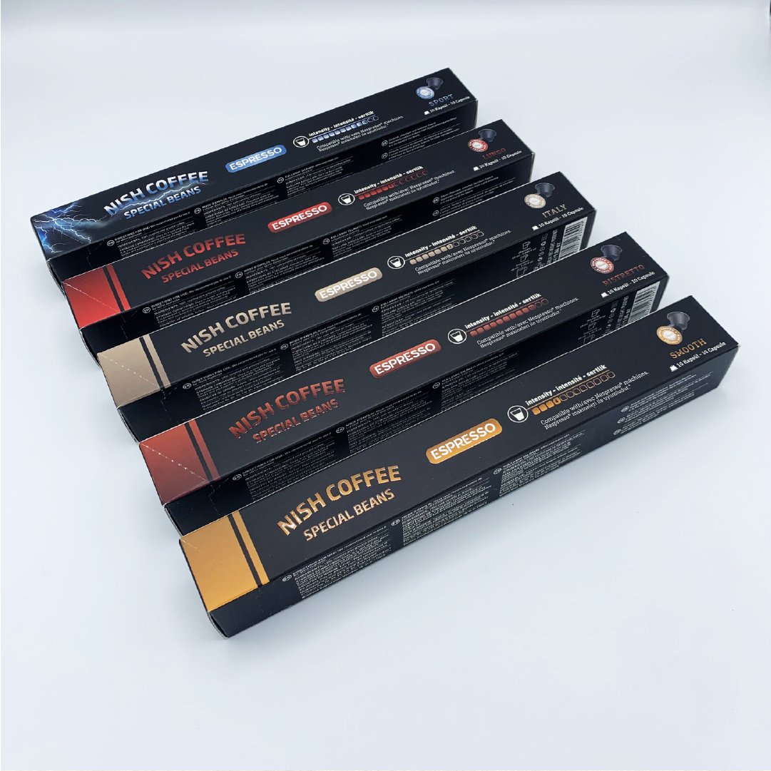 KahveNish's tweet photo. Nish 5’li set Nespresso uyumlu kapsül kahveleri damağınızda kalacak tatlarıyla sizleri bekliyor.
#Nish #NishKahve #espresso #kapsülkahve #capsülcoffee #tazekahve #kahvesepeti https://t.co/nKM1W4N0fJ