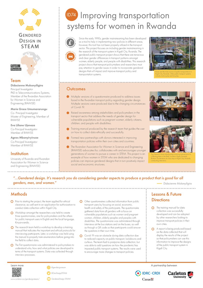 Gendered Design in STEAM (@gendesignsteam) on Twitter photo GDS awarded project, coordinated & managed by <a href="/Carleton_U/">Carleton University</a> <a href="/CarletonEngDesg/">Carleton Engineering and Design</a> <a href="/CU_FASS/">Carleton's Faculty of Arts and Social Sciences</a>, funded by <a href="/IDRC_CRDI/">IDRC | CRDI</a>. Project ID74 from <a href="/Uni_Rwanda/">University of Rwanda</a> <a href="/STEMWomenRwanda/">Rwandan Women in Science & Engineering</a> lead by PI <a href="/siyana223/">Didacienne Mukanyiligira</a> & Co-PI <a href="/GraceGaMarie/">Umumararungu M.Grace</a> #GDS #STEAM #genderdesign Learn more carleton.ca/gendesignsteam… GDS awarded project, coordinated & managed by <a href="/Carleton_U/">Carleton University</a> <a href="/CarletonEngDesg/">Carleton Engineering and Design</a> <a href="/CU_FASS/">Carleton's Faculty of Arts and Social Sciences</a>, funded by <a href="/IDRC_CRDI/">IDRC | CRDI</a>. Project ID74 from <a href="/Uni_Rwanda/">University of Rwanda</a> <a href="/STEMWomenRwanda/">Rwandan Women in Science & Engineering</a> lead by PI <a href="/siyana223/">Didacienne Mukanyiligira</a> & Co-PI <a href="/GraceGaMarie/">Umumararungu M.Grace</a> #GDS #STEAM #genderdesign Learn more carleton.ca/gendesignsteam…