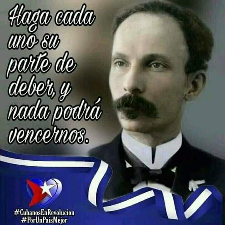 DalianaJ2's tweet photo. Tener a #Marti en pensamiento y acción nos hará mejores ciudadanos. En tiempos de contingencia "Haga cada cual su parte del deber, y nada podrá vencernos". #TodosJuntos
#FuerzaPinar  #Cuba
@reyes_medinilla 
@Abraham_RC_15 
@1Mambi 
#DeZurdaTeam
@DeZurdaTeam_ https://t.co/w2IzQqin03