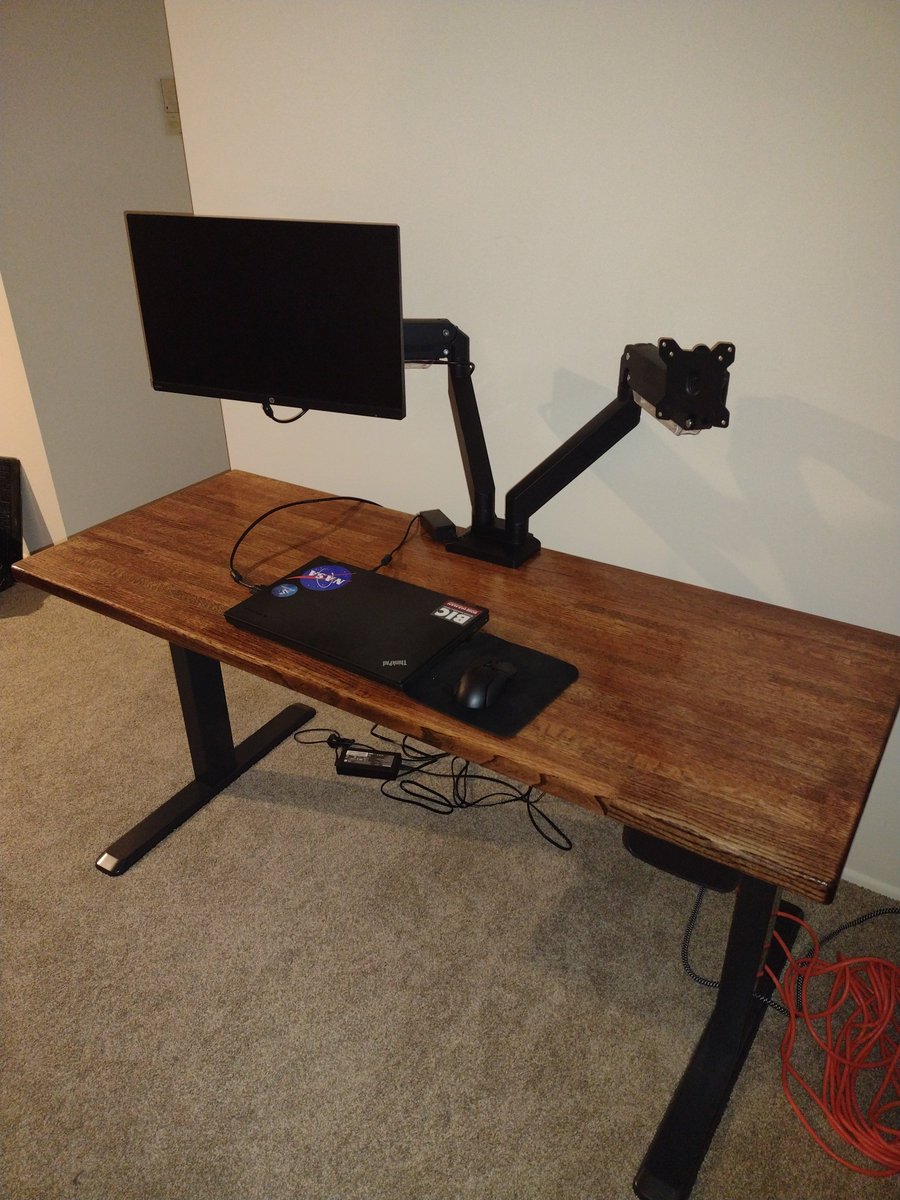 OttersMarket's tweet photo. Obviously, I need another monitor and I plan to upgrade to a desktop computer from my 8 year old laptop. Once that happens, I have some ideas deal to improve cable management, but it works for now. https://t.co/99NZLRkTyb