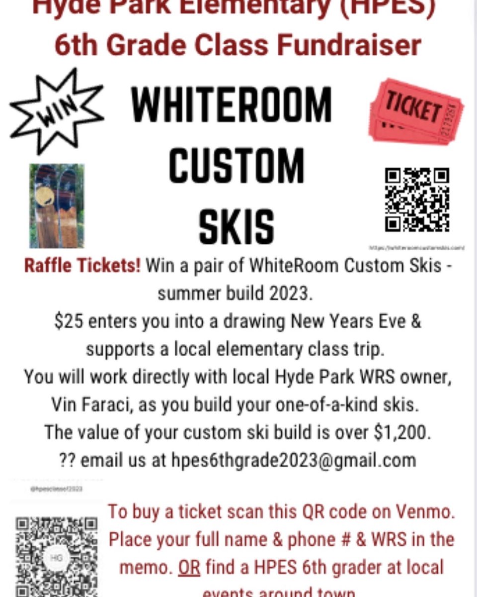 AngieFaraci's tweet image. Win a pair of skis 🎿 and support Marcus and his class trip.