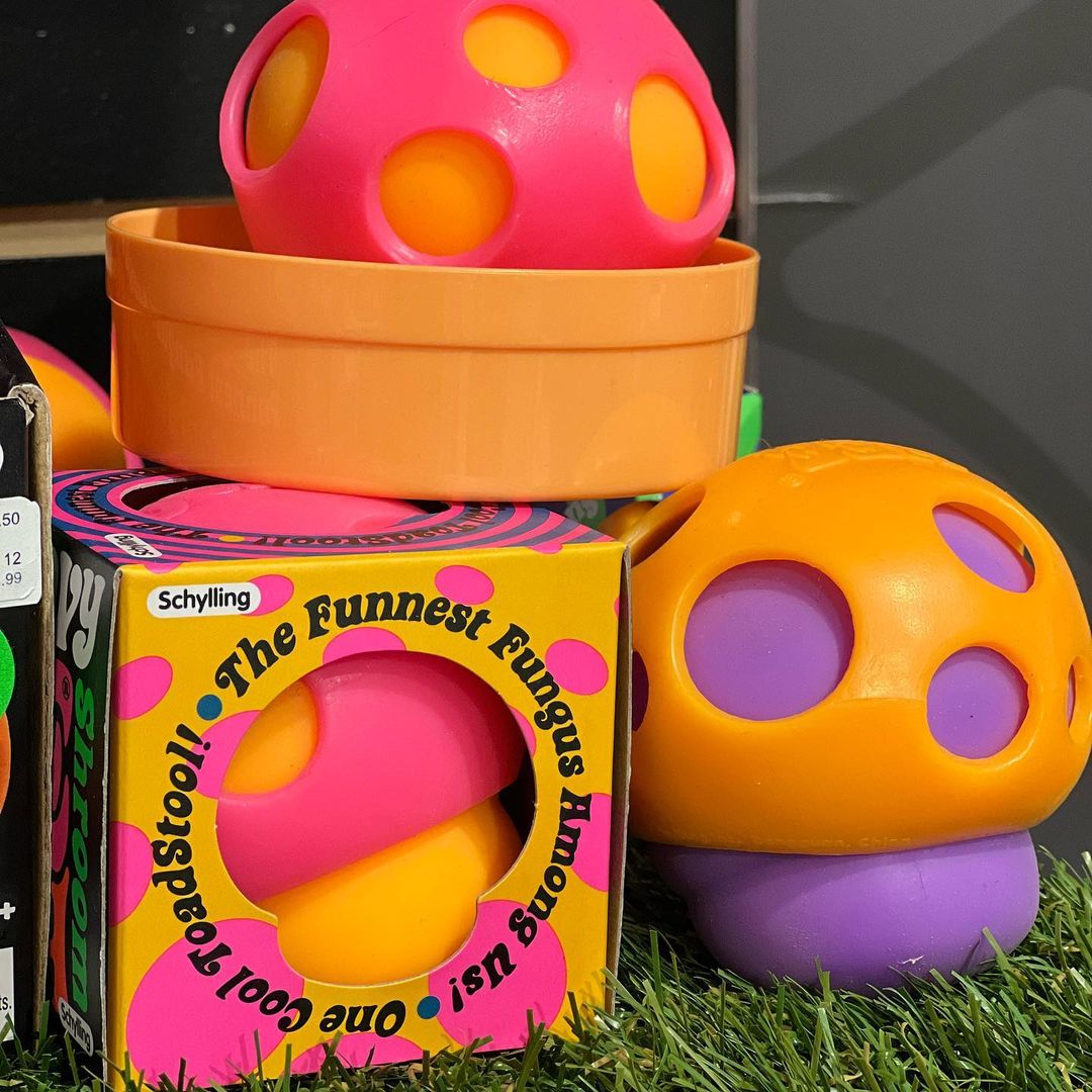 Schylling's tweet image. NeeDoh Groovy Shrooms, the funniest fungus that you didn’t know you had to have. 🍄

credit: @barringtonbooks