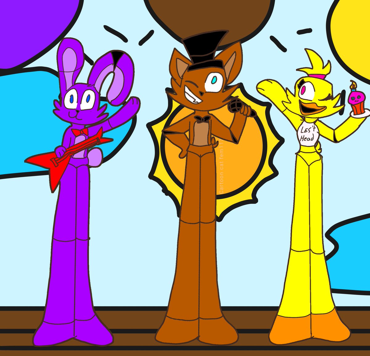 Cartoon_cat_fem's tweet photo. Hise un dibujo del fnaf 1 #FNAF  #Bonnie #Freddy #dibujodigital #Chica https://t.co/4WyUqthcJs
