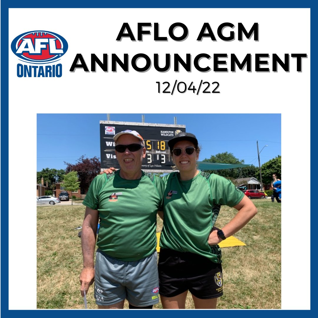 Come make Australian Football in Ontario the best that it can be for everyone!

Join us on December 4 at 2:00 EST on Zoom for our Annual General Meeting. All are welcome; club affiliated or not!

<a href="/AFLCanada/">AFL Canada</a>