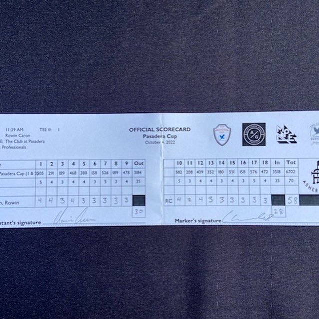 AsherGolf's tweet photo. Big Shoutout to our guy Rowin Caron for shooting a 5️⃣8️⃣ yesterday during the second round of the ASHER Tour 🤯 #TeamASHER https://t.co/klLeKSMMs7