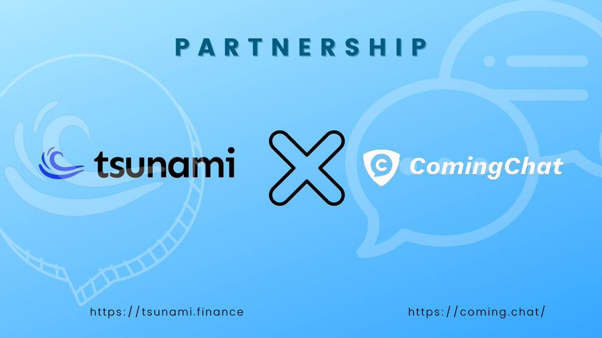 ComingChatApp's tweet photo. We are happy to announce our strategic partnership with @TsunamiFinance_ 
Tsunami is integrating the ComingChat wallet to provide the best user experience, and we believe that in the near future, users will be able to use the ComingChat wallet with Wallet connect.
@AptosLabs #LFM https://t.co/dWSN1kfk5e