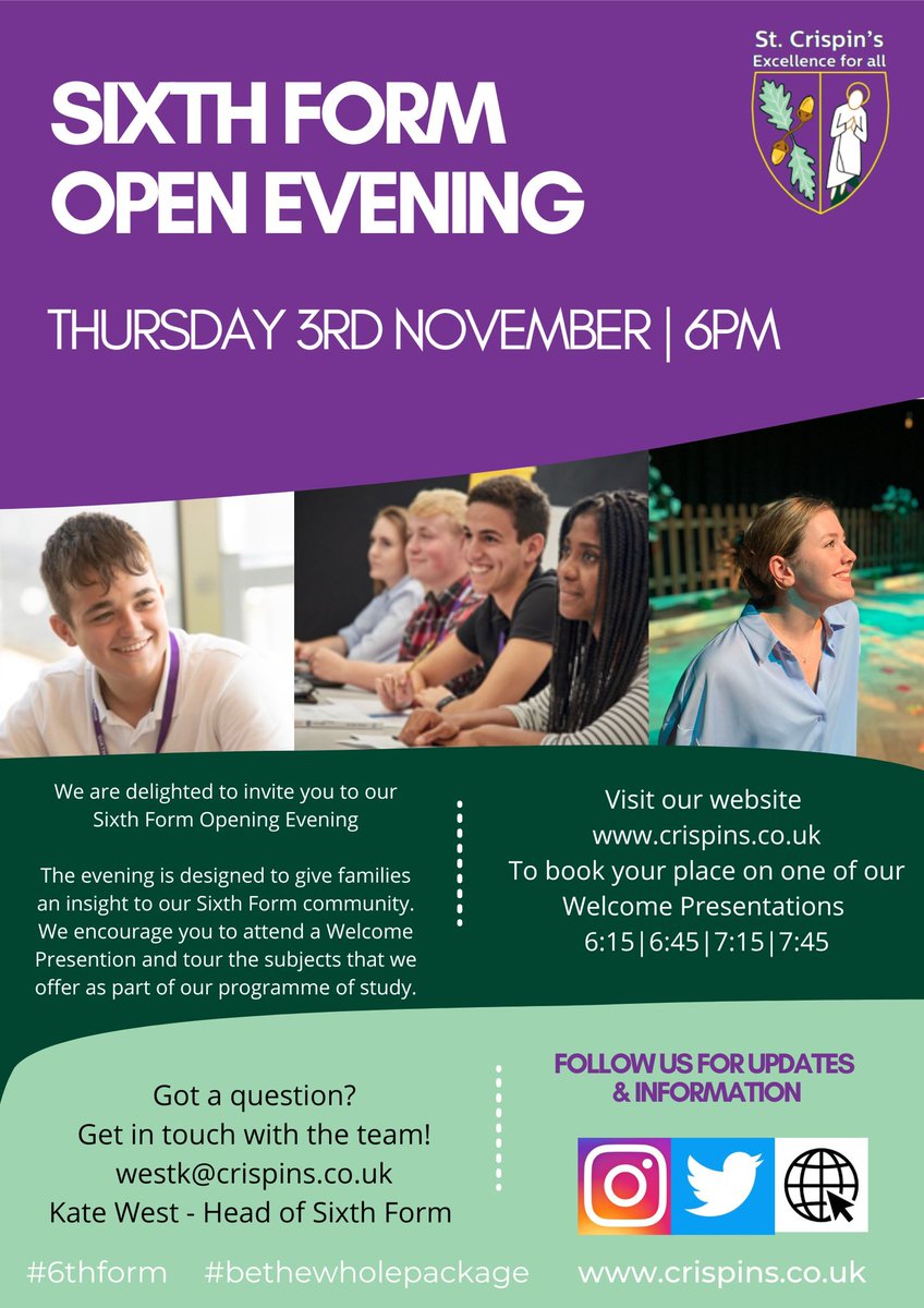 We’re delighted to welcome Year 11 students to our Sixth Form Open Evening! Visit or website to learn more!