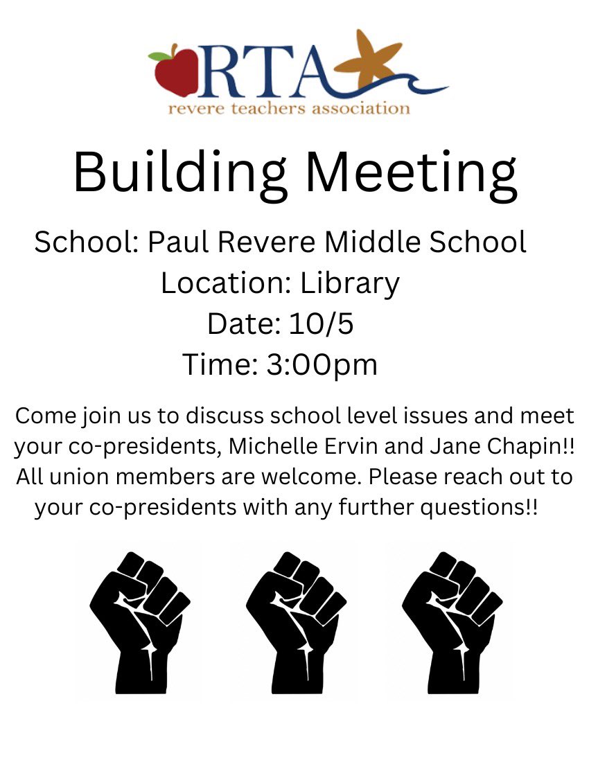 Paul Revere teachers, come on out today!!