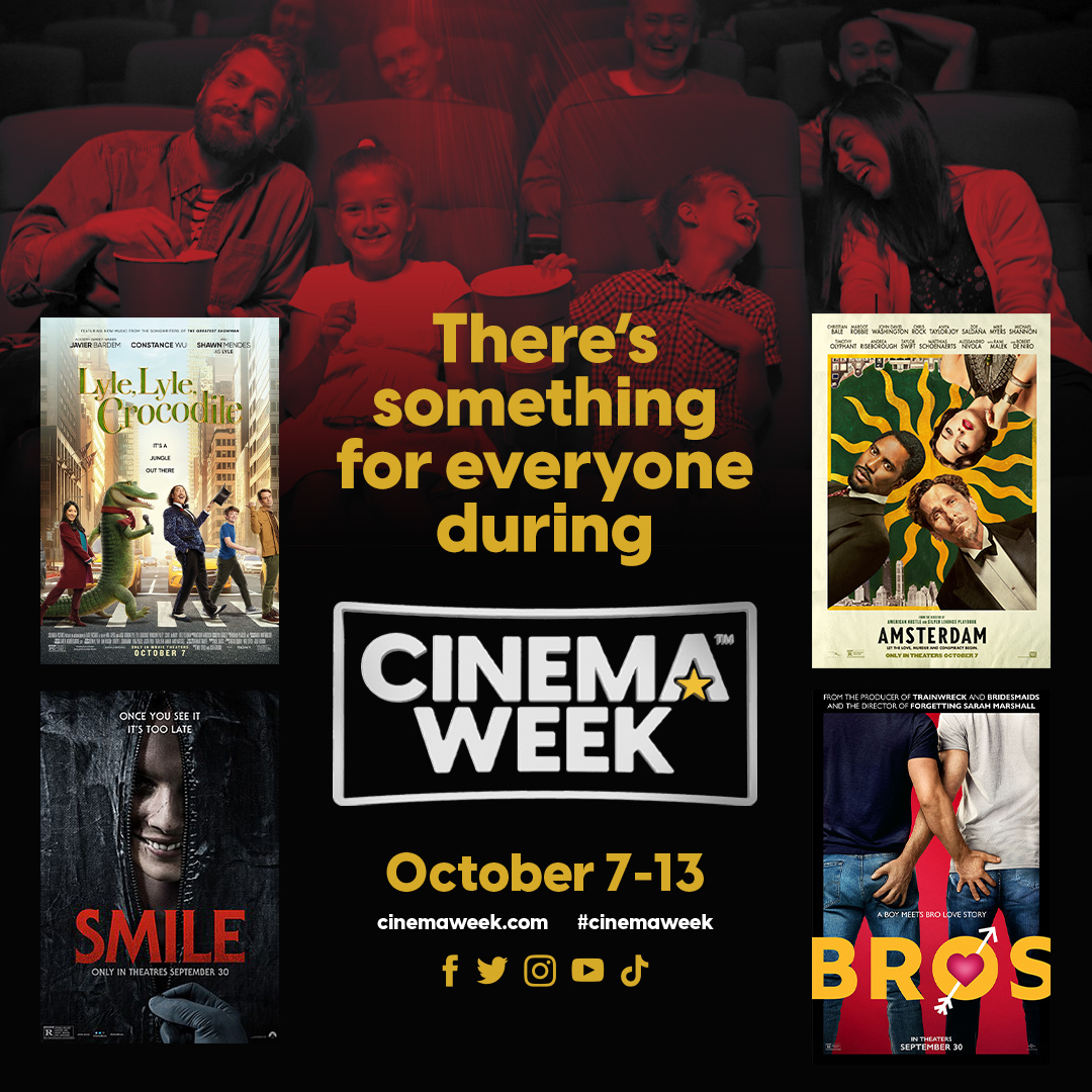 There's something for everyone during cinema week - whether it's a singing croc, a spooky smile, a mystery to solve, or true love. 

Don't miss it! Grab your tickets today.
 bit.ly/3SBCTuP