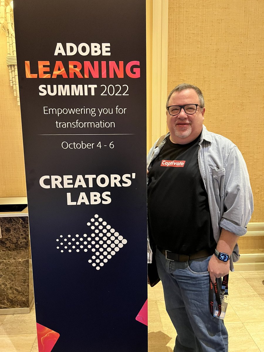 Instructional Design Shenanigans (@idshenanigans) on Twitter photo An #instructionalDesign Shenanigans sighting at Adobe Learning Summit! <a href="/ttoth/">Thomas Toth</a> is rocking a #captivate t-shirt! An #instructionalDesign Shenanigans sighting at Adobe Learning Summit! <a href="/ttoth/">Thomas Toth</a> is rocking a #captivate t-shirt!