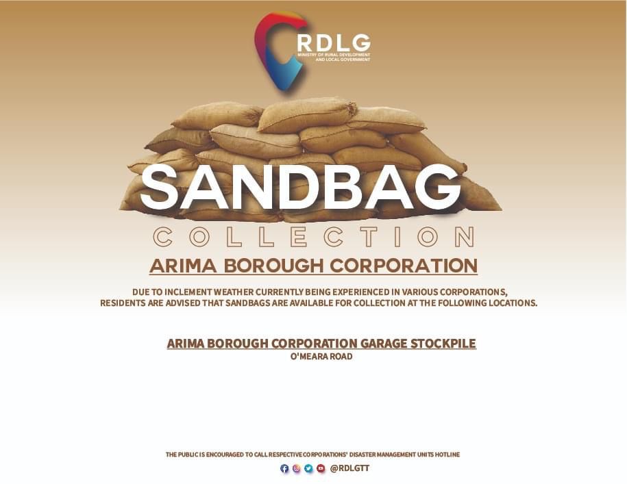 ttgovcomms's tweet photo. Sandbags are now available for residents of flood prone areas nationwide. 

Please take note of the locations designated for your nearest Regional Corporation. https://t.co/j16877AMJh