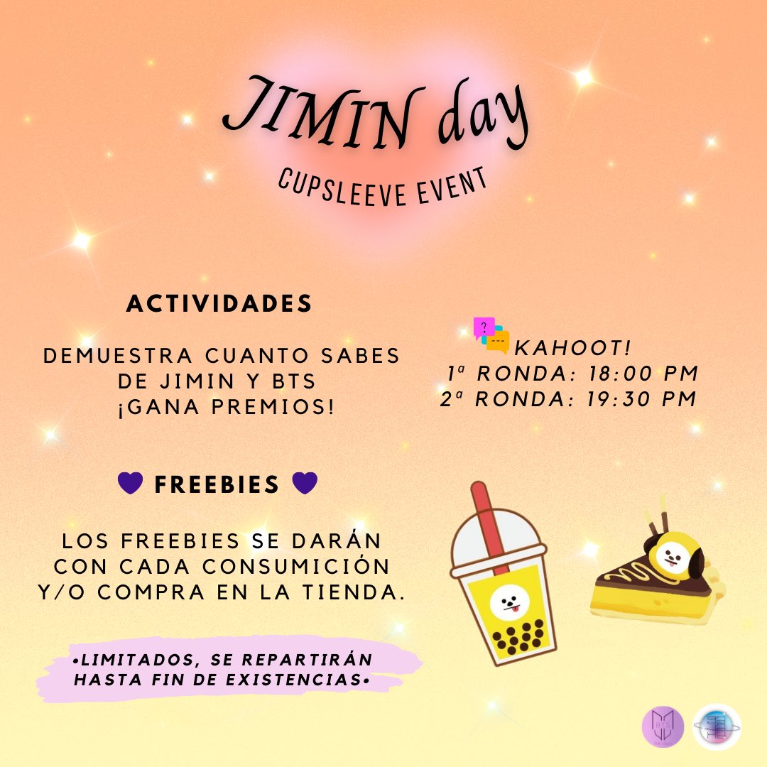 BTS_PaisVasco's tweet photo. ✦ JIMIN DAY 🐣🎂 CUP SLEEVE EVENT ✦

¡Ven a celebrar el cumpleaños de Jimin junto a ARMY! 🌙✨

🗓️ Viernes, 14 de octubre

🕐 16:00 PM - 21:00 PM

📍 @kpopgalaxystore

• Toda la información en las imágenes• 

#BTS #JIMIN #JIMINEVENT #HAPPYJIMINDAY #JIMINDAY #PARKJIMIN https://t.co/BkEHiZIreK