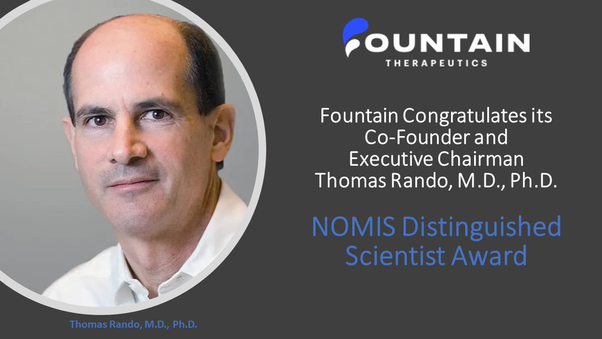 Today, our Co-founder and Executive Chairman Dr. Thomas Rando is being honored in a ceremony held in Zurich to receive the NOMIS Distinguished Scientist Award. Congratulations, Tom! Read more: globenewswire.com/news-release/2…