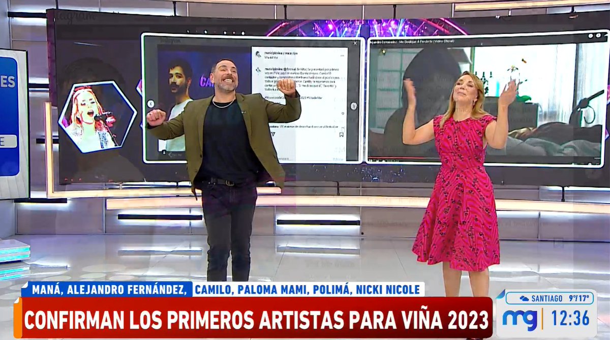 MuchoGustoMEGA's tweet photo. ¿Supiste? El municipio de @vinadelmar confirmó a los primeros artistas para el #FestivalDeViña2023, donde se destacan nombres como #Camilo, #PalomaMami o #PolimáWestcoast.
¿Qué te parece? Opina usando el HT #MuchoGustoMEGA https://t.co/ADlg28ZNvL