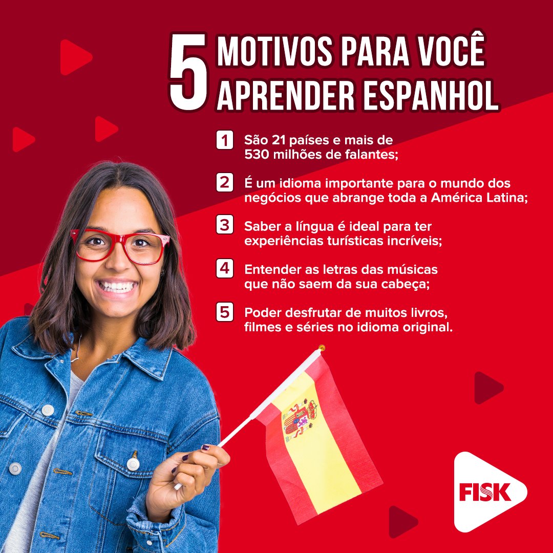 fiskoficial's tweet photo. Você ainda precisa de convencimento para começar a estudar espanhol de verdade? Então, vamos lá! 👊

Esses são apenas alguns motivos pelos quais aprender essa língua é tão útil para a vida profissional e pessoal! 💁

#Español #AprenderEspanhol #DêUmPLAY ▶️ https://t.co/iKlRm5RzX2