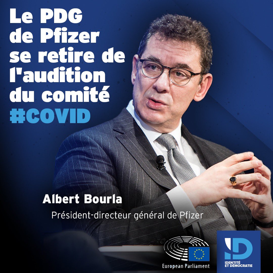 v_joron's tweet image. Prévu depuis cet été à cette audition, le Pdg du plus gros contrat d’achat de vaccins (2,4 milliards de doses en UE) a décidé d’annuler son intervention, il y a 2 semaines juste après les auditions  #Moderna et #AstraZeneca 
#WhereIsMrBourla #WhereIsTransparency