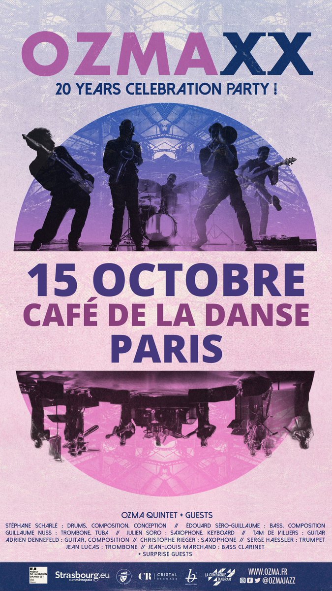 🔥🥁 LE 15 OCTOBRE 🥁🔥 Date unique à #Paris !  
=> urlz.fr/joxi 

CONCERT ANNIVERSAIRE au @cafedeladanse avec <a href="/ParisJazzClub/">Paris Jazz Club</a> 

Vous êtes attendus au tournant chers amis. OZMA a 20 ans !!!🤩💥

🎙️Retransmis dans <a href="/Jazzclub/">njocke richard narci</a> avec <a href="/radiofrance/">Radio France</a> 

#jazz #concert #paris #ozma