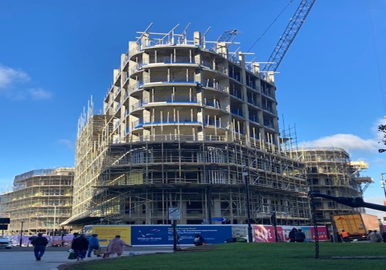 The concrete frame at our Chatham Waterfront development is progressing well.  The scheme delivers 189 new homes for Medway Development Co and is being delivered under a Construction Management contract
