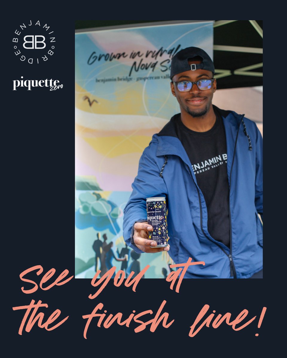 Come say hello to the team at the Benjamin Bridge booth on race day and show your bib for a complimentary sample of Nova Scotia's first alcohol-free wine-style beverage, Piquette Zero!