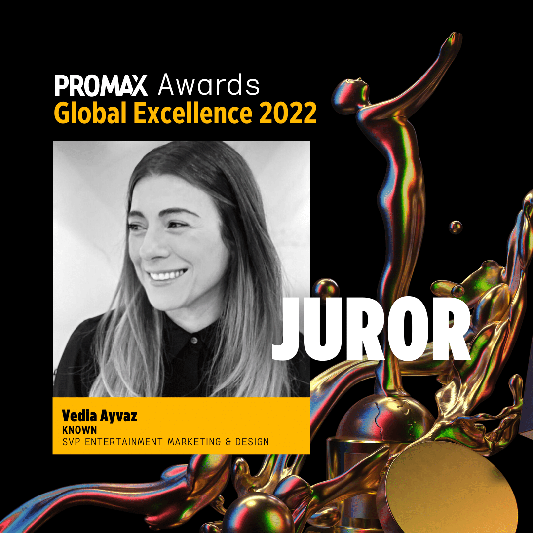 Knownis's tweet photo. We’re proud to announce that Vedia Ayvaz SVP, Entertainment Marketing and Design at Known, was selected to serve on the esteemed Jury for the 2022 @Promax_Global Excellence! #PromaxAwards https://t.co/Uc5ZHhJu5I