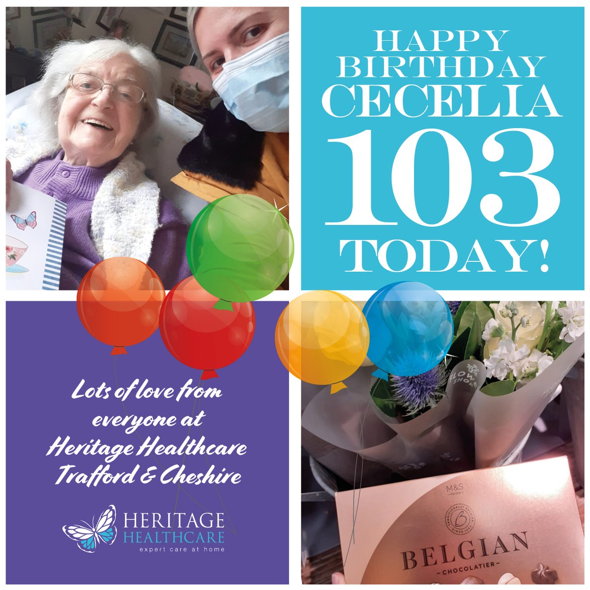 What a milestone! Happy Birthday from all the team! 
It's such a privilege to be supporting this wonderful lady 😊  
#celebration #happy #bigbirthday #care #love #teamwork #outstanding #professionals #trafford #cheshire