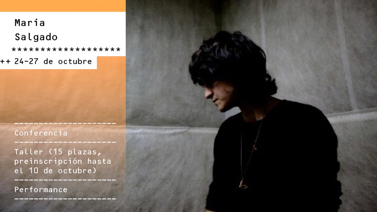 BBAACuenca's tweet photo. María Salgado.
Facultad de Bellas Artes de Cuenca.
24 al 27 de octubre de 2002.

Conferencia/ Taller (preinscripción hasta el día 10)/ Performance

Más info en la web

#MariaSalgado #BBAACuenca #ProfesoresInvitados #Curso22_23

https://t.co/LBA1S72sU8 https://t.co/dvYCjDZVVn