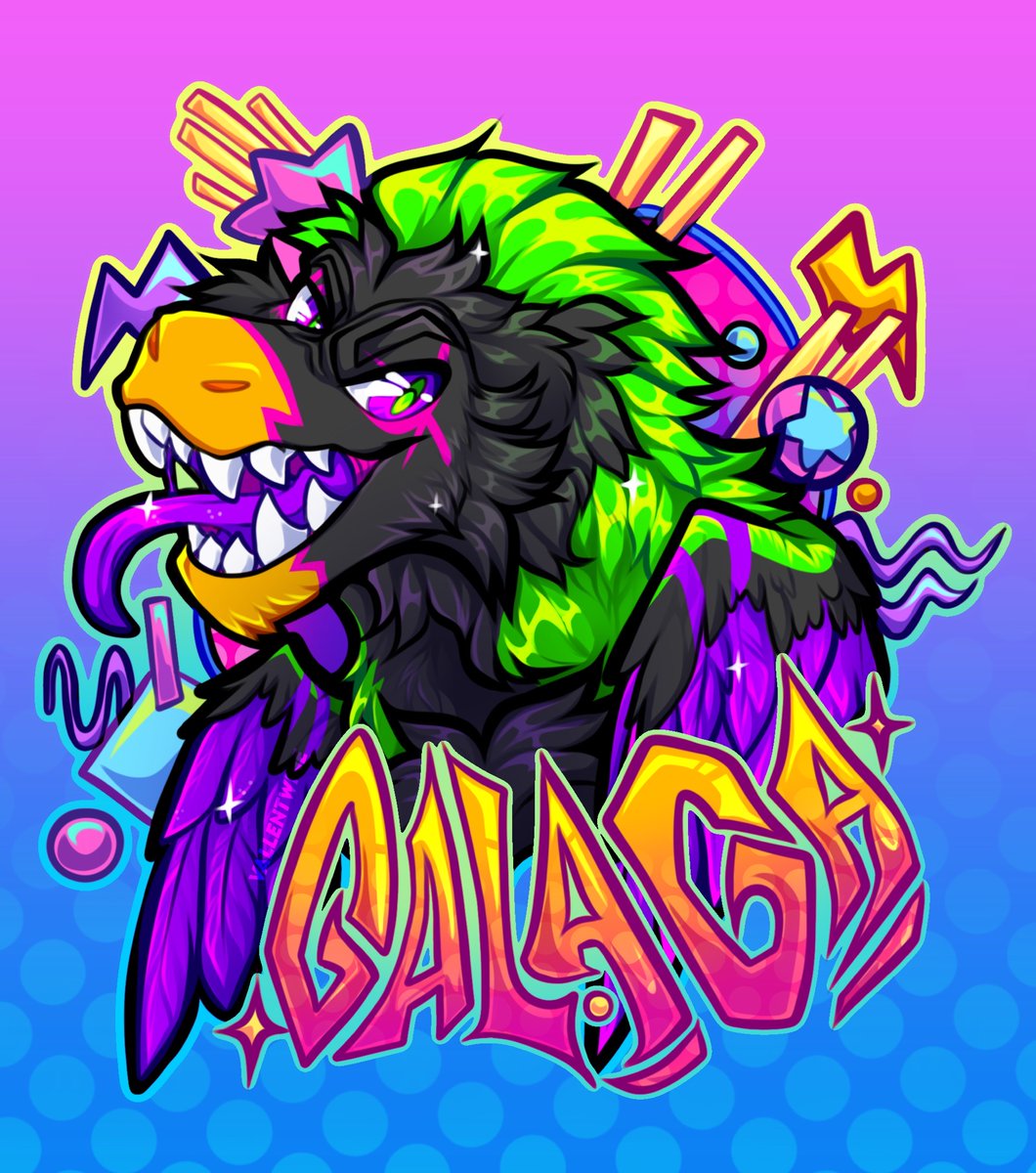 Vallentwine's tweet photo. 🌀💜🌀 GALAGA 💜🌀💜
This awesome badge is for @crookedsparky
I LOVE drawing dinosaurs.. I’m screaming..!!! https://t.co/mqOcW0vxxw