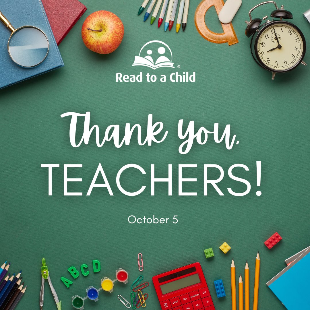ReadtoaChild's tweet image. Today is World Teacher's Day! Read to a Child thanks all the amazing teachers and educators who help make our Read Aloud Mentoring Program possible! 

#readtoachild #worldteachersday #thankateacher