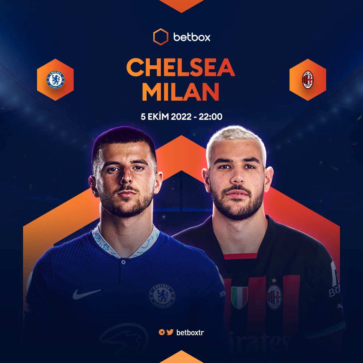 🏆 UEFA Şampiyonlar Ligi

⚽️ Chelsea - Milan

📝 1.73 - 3.93 - 5.10

🕰️ 22:00

🗓️  3. Hafta

🏟️ Stamford Bridge

💯 BETBOX: buff.ly/3p8FqQ5