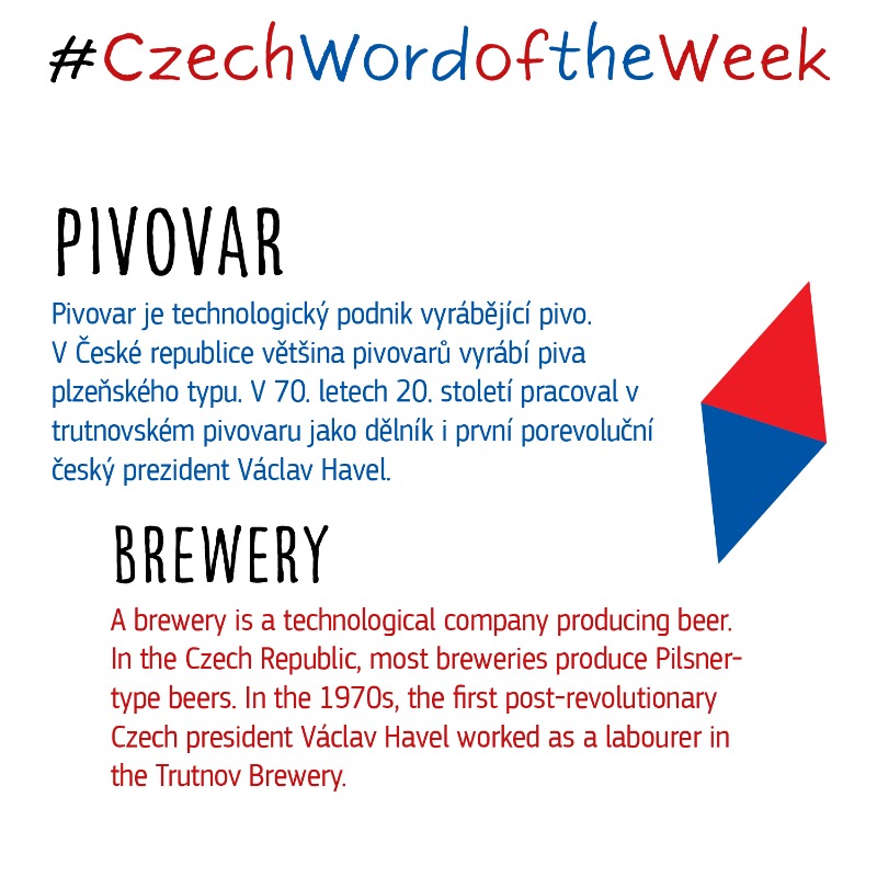 EUInterpreters's tweet photo. 🍺 #Pivovar is the next word of our #CzechWordOfTheWeek series.
Did you know? In the 1970s, president Václav Havel worked as a labourer in a brewery.
Na zdraví! 🍻
Join us each Wednesday to learn a new word in Czech! 🇨🇿
#CZPRES
@CZECHIAinEU
@EU2022_CZ