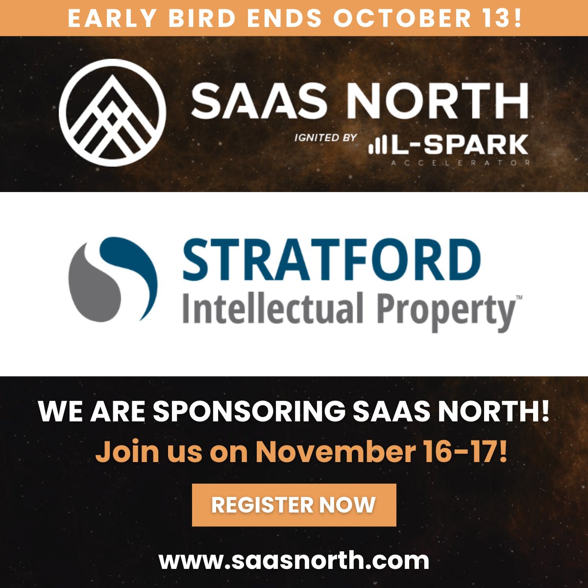 We're excited to be back at SaaS North this November as a sponsor! Get your early bird tickets and use code STRATFORD25 for an *additional* 25% off. Can't wait to see you there!
saasnorth.com/register-2022/