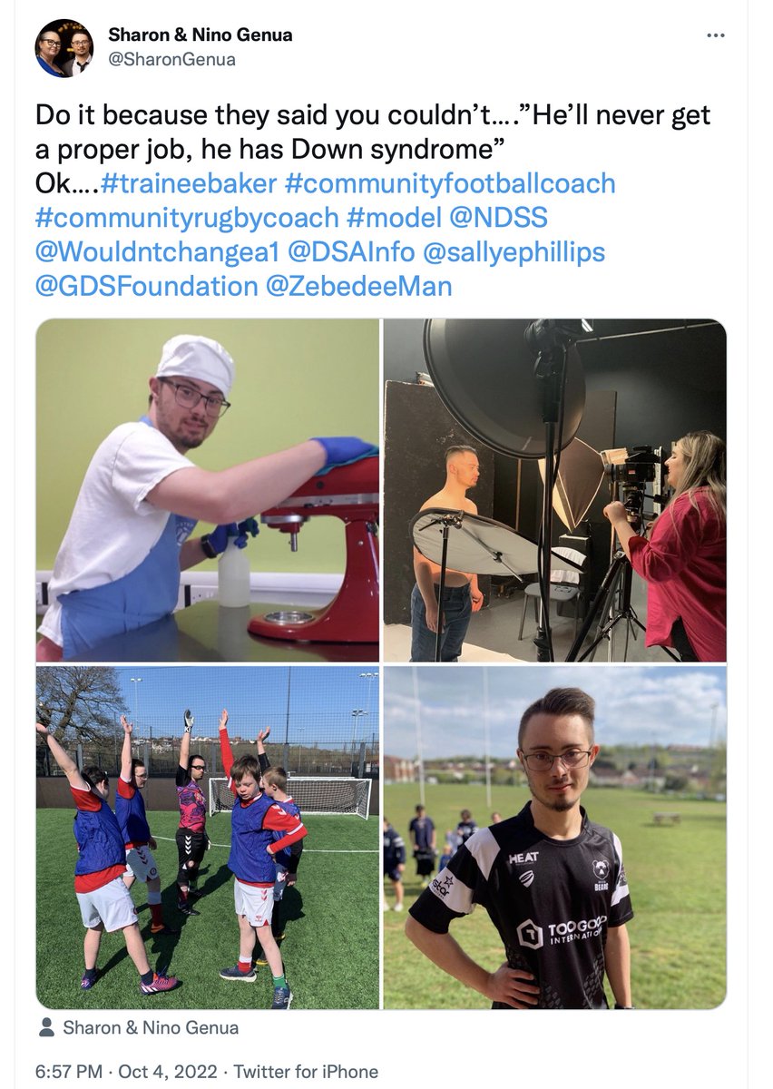 PodcastBorn's tweet photo. Do it because they said you couldn't..."He'll never get a proper job, because he has Down syndrome." Ok...#traineebaker...#communityfootballcoach...#communityrugycoach...#model   Nino Genua lives in Bristol, United Kingdom. @SharonGenua https://t.co/28hOyokqUa