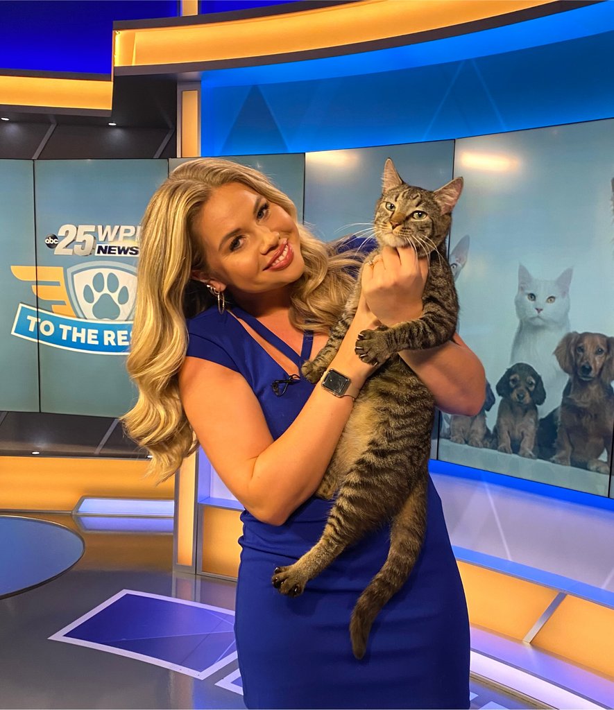 PeggyAdamsARL's tweet photo. Did you catch Pluto on WPBF 25 this morning?🎥

Pluto is a diabetic cat who's hoping his condition won't stop him from finding a loving family soon. He's super outgoing and makes friends quickly. His new bestie @Taylor_WPBF can confirm! https://t.co/LHb4bpZYBz