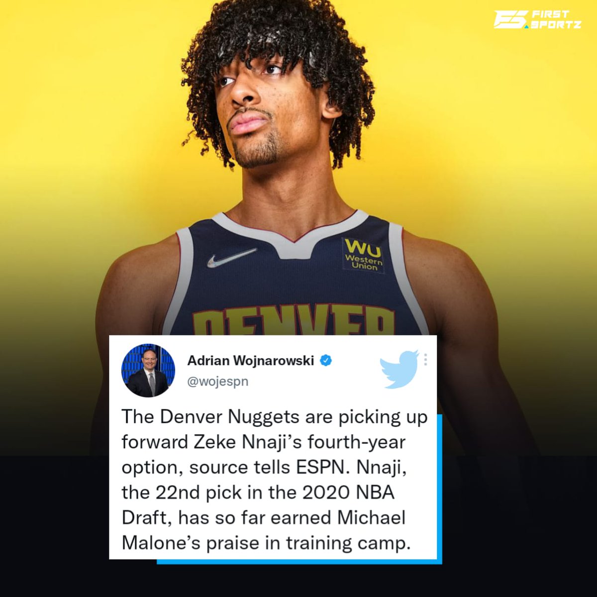 FS_NBA1's tweet photo. Zeke Nnaji player option seems to interest the Denver Nuggets after they showed signs for a 4-year player option for him.
#NBA #Nuggets #Denver #DenverNuggets #PlayerOption #ZekeNnaji https://t.co/ZFmAsqRIXK
