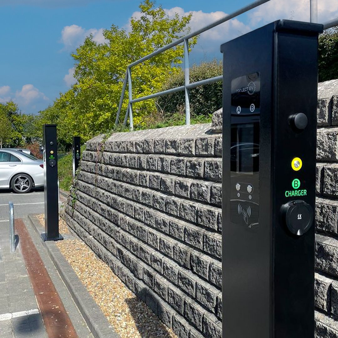 Our dual charging range is the ideal solution for small-scale commercial charging⚡ Our dual AC chargers are available as wall- mounted or floor-standing units, with 7.3kW or 22kW power outputs💚 #ProjectEV #EVbusinesscharging #fleetcharging